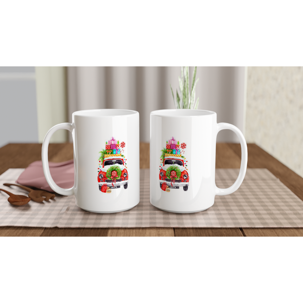 Santa Christmas White 15oz Ceramic Mug