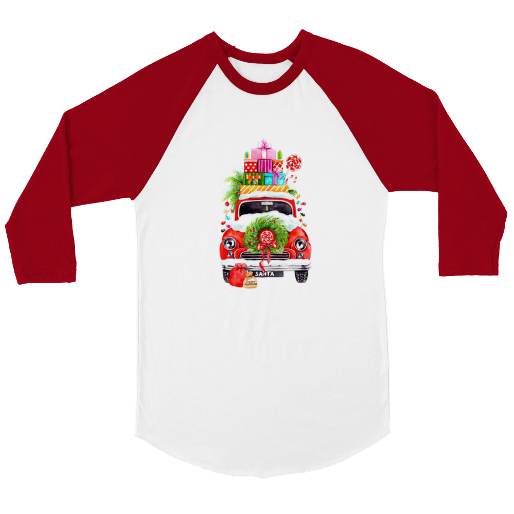 Santa Holiday Shirt Unisex 3/4 sleeve Raglan T-shirt