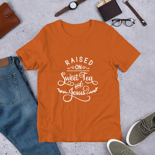 Raised on Sweet Tea & Jesus Short-Sleeve Unisex T-Shirt