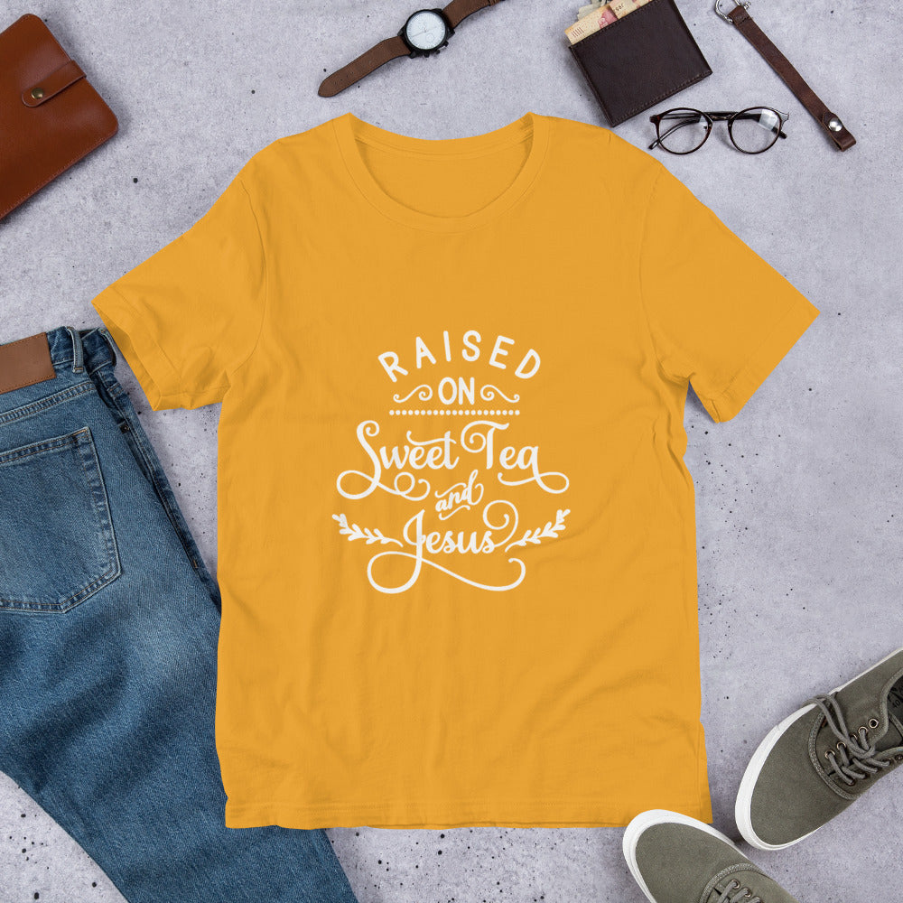 Raised on Sweet Tea & Jesus Short-Sleeve Unisex T-Shirt